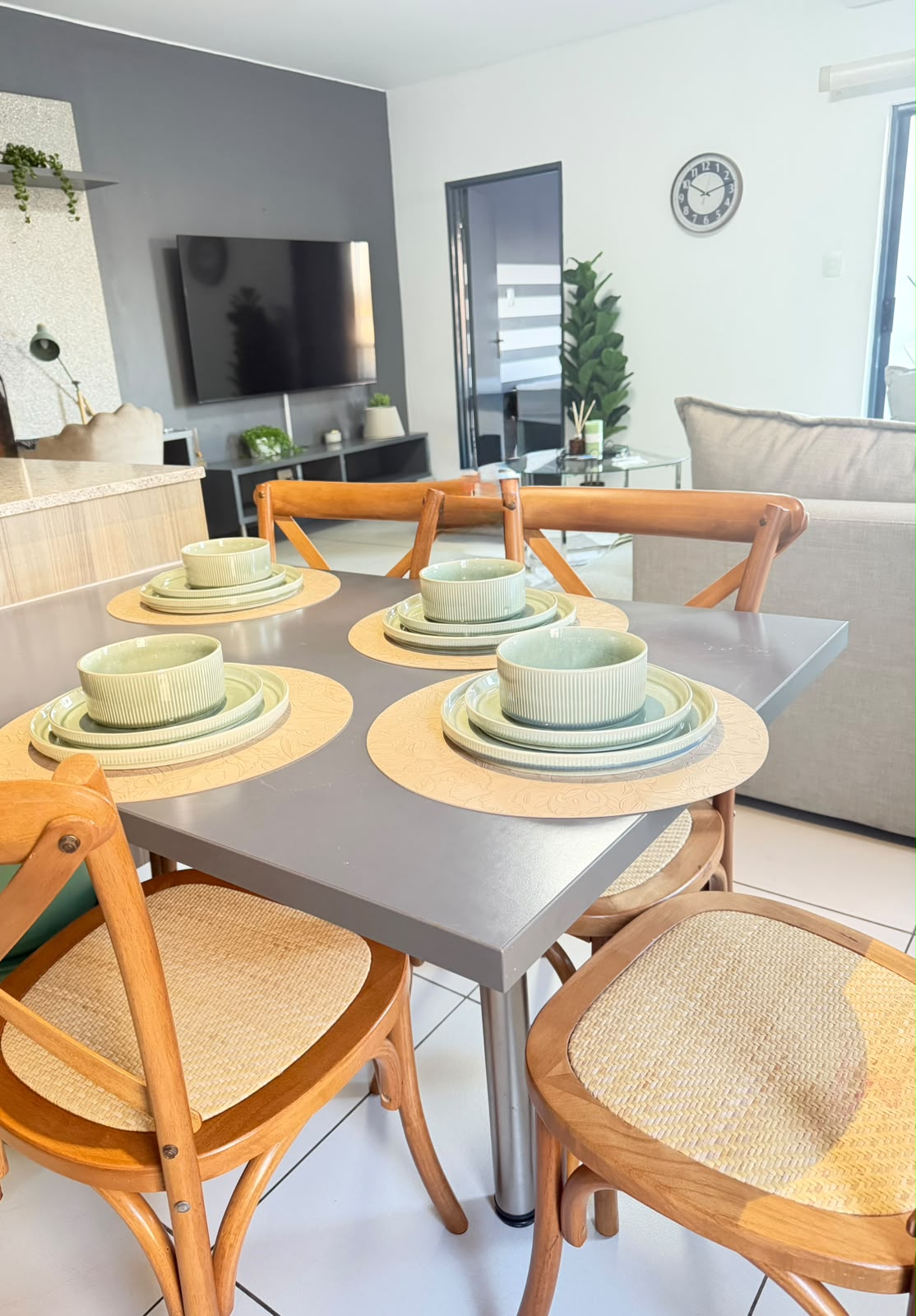 Ivanhoe Living dining room with a fully set table and chairs
